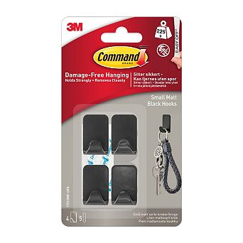 Command 17032MB-UKN Small Metallic Hook Black 225g 4 pk