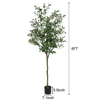 Faux Olive Tree , Fake Black Olive Tree with Pot, Indoor Tall Artificial Plants