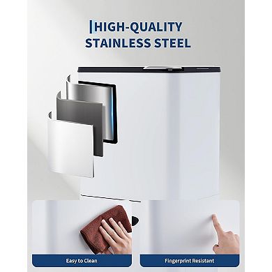 16 Gal Trash Can, 2 Compartment Garbage Can with Compost Bin,Removable Inner Bucket