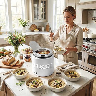 Commercial-Grade Soup Warmer, Iron Buffet Soup Warmer with Detachable Stainless Steel Inner Pot