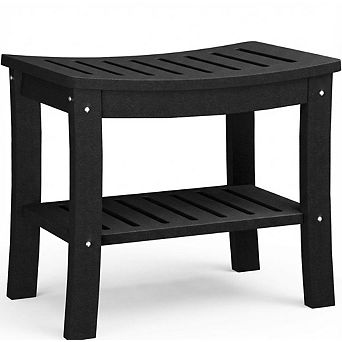 HDPE Shower Bench with Storage Shelf, Waterproof Shower Seat Stool Chair , Shower to Sit On