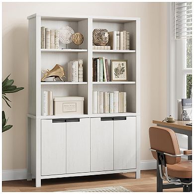 Double Row Cabinet Door Bookshelf, Large Capacity PB and MDF Board Bookcase