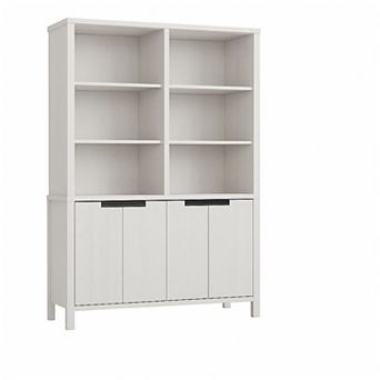 Double Row Cabinet Door Bookshelf, Large Capacity PB and MDF Board Bookcase