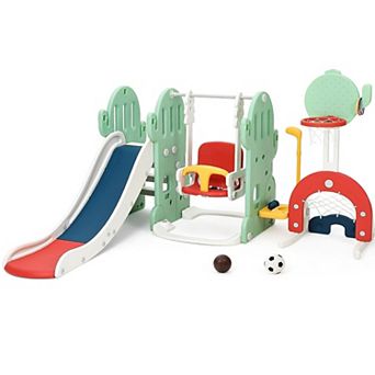 7 in 1 Toddler Slide and Swing Set, Kids Freestanding Slide Climber ,Indoor Outdoor Playset