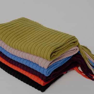 Ribbed Baby Alpaca Fringe Scarf