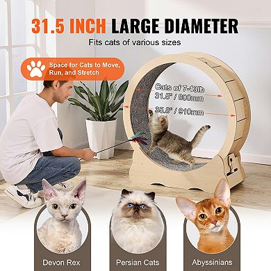35.8-inch Cat Exercise Wheel, Large Cat Treadmill Wheel for Indoor Cats, Brown