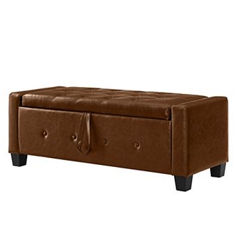 48-inch Storage Bench,for Bedroom/Living Room/Hallway,Faux Leather Quilted Upholstered Storage Bench