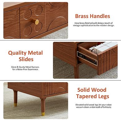 Modern Coffee Table with Storage, 47.2" Retro Art-Inspired Coffee Table for Living Room