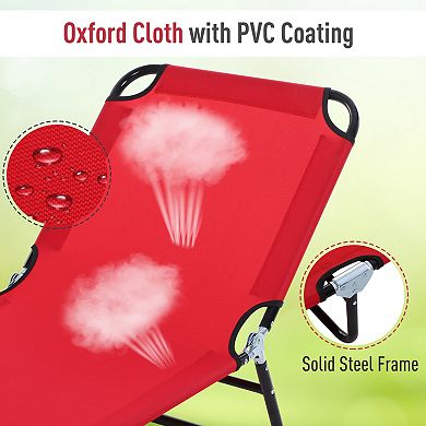 Folding Outdoor Chaise Lounge with 5 Reclining Positions