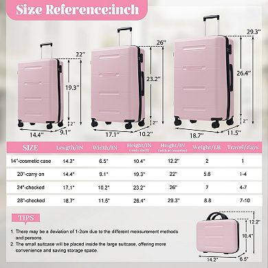 6-Piece Spinner Luggage Set with Cosmetic Case, Duffel Bag and Toiletry Bag