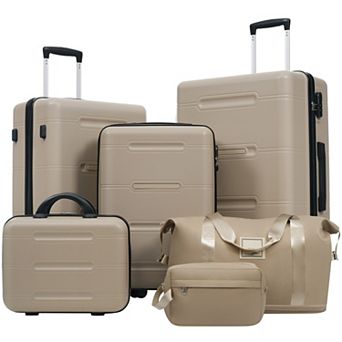 6 pc Spinner Luggage Set with Cosmetic Case, Duffel Bag and Toiletry Bag