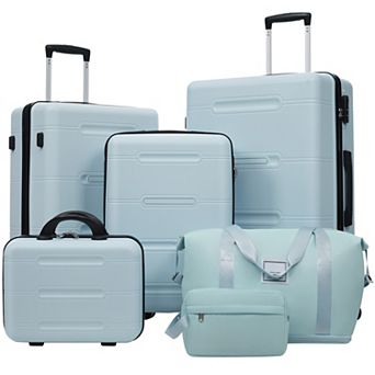 6 pc Spinner Luggage Set with Cosmetic Case, Duffel Bag and Toiletry Bag