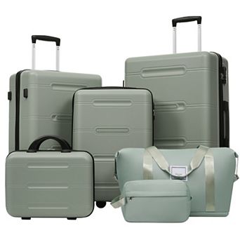 6 pc Spinner Luggage Set with Cosmetic Case, Duffel Bag and Toiletry Bag