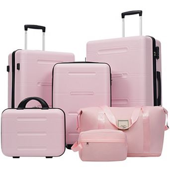 6 pc Spinner Luggage Set with Cosmetic Case, Duffel Bag and Toiletry Bag