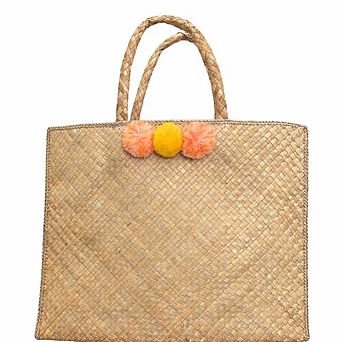 Jennifer Pom Pom Oversized Straw Tote