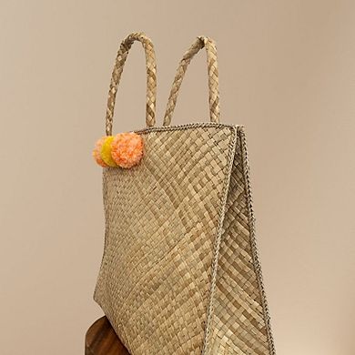 Jennifer Pom Pom Oversized Straw Tote