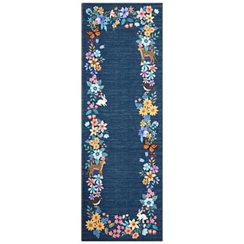 Vintage Washable Area Rug Soft Floral Animal Print Botanical Kids Large Rug Non Slip Stain Resistant