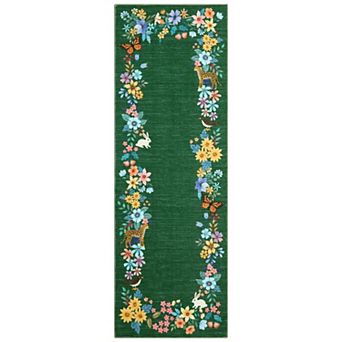 Vintage Washable Area Rug Soft Floral Animal Print Botanical Kids Large Rug Non Slip Stain Resistant