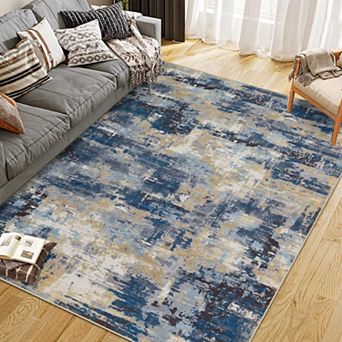 Area Rug Washable Non-Shedding Abstract Rug Soft Non-Slip Rug for Living Room Dining Room Indoor