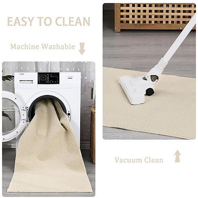 Abstract Pattern Area Rug - Machine Washable & Non-Slip Runner Rug for Living Room Bedroom Hallway