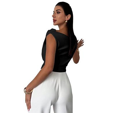 Women's Off The Shoulder Wrap Tank Top Sleeveless Tight Elegant Formal Party Going Out Tops