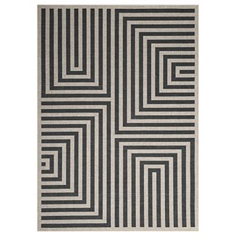 Modern Geometric Easy Jute Rug, Washable Indoor Outdoor Carpet for Living Room Patio Backyard Deck