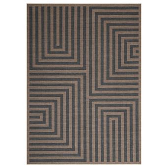 Modern Geometric Easy Jute Rug, Washable Indoor Outdoor Carpet for Living Room Patio Backyard Deck