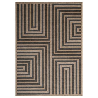 Modern Geometric Easy Jute Rug, Washable Indoor Outdoor Carpet for Living Room Patio Backyard Deck