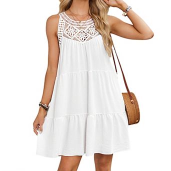 Women's Halter Neck Dress Summer Sleeveless Tiered Ruffle A Line Flowy Casual Mini Dresses