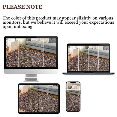 Vintage Floral Washable Area Rugs, Soft Boho Forest Botanical Flower Carpet Thin Non Slip Low Pile