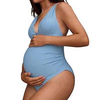Women's Maternity Swimsuit V Neck Pregnancy Bathing Suit Sleeveless Monokini Swimwear