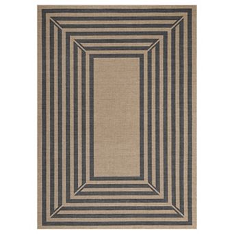 Modern Geometric Easy Jute Rug, Washable Indoor Outdoor Carpet for Living Room Patio Backyard Deck