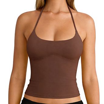 Women's Halter Neck Crop Top Slim Fit Yoga Tank Top for Workout Casual Wear