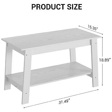 Coffee Table for Living Room, 31.49 inch Farmhouse Wooden Coffee Table