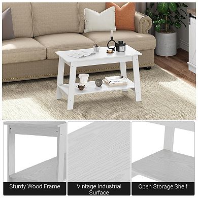Coffee Table for Living Room, 31.49 inch Farmhouse Wooden Coffee Table