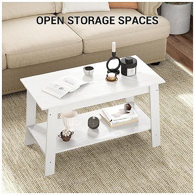 Coffee Table for Living Room, 31.49 inch Farmhouse Wooden Coffee Table
