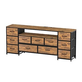 11 Drawer Dresser for with Power Outlets and LED Lights, 63 Inch TV Stand