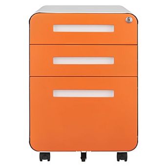 3 Drawer File Cabinet with Lock, Under Desk Mobile Metal Filing Cabinet for Home Office