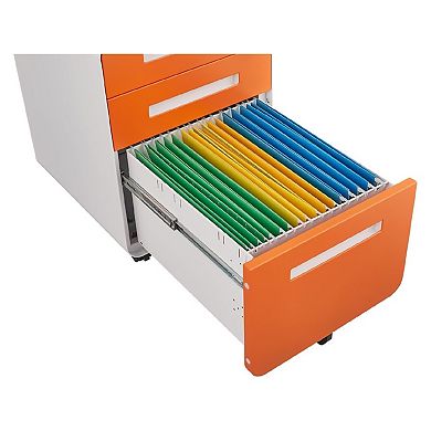 3 Drawer File Cabinet with Lock, Under Desk Mobile Metal Filing Cabinet for Home Office