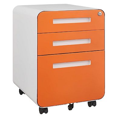 3 Drawer File Cabinet with Lock, Under Desk Mobile Metal Filing Cabinet for Home Office
