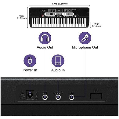 61 Key Digital Keyboard Piano Set Portable HIPS Electronic Piano with Microphone