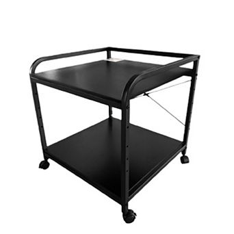2 tier Under Desk Printer Stand, Rolling Printer Cart with Wheels，Mobile Printer Table for Scanner