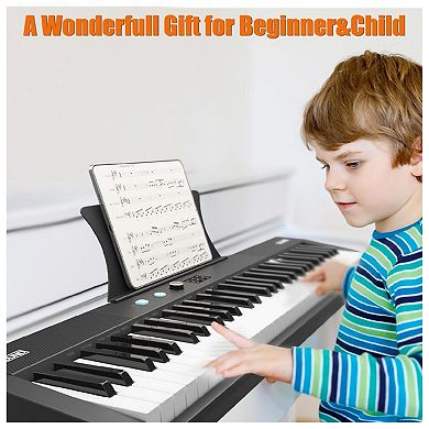 61 Key Full Size Portable Electronic Keyboard Piano Set Built-in Speakers