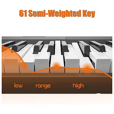 61 Key Full Size Portable Electronic Keyboard Piano Set Built-in Speakers