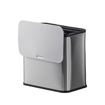 1.3 Gal Hanging Trash Can,Stainless Steel Kitchen Bin with Lid,Inner Bucket & Charcoal Filter