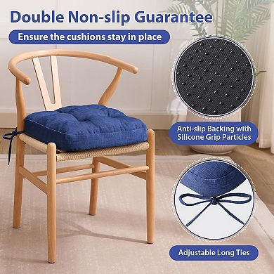 Tufted Chair Cushions with Ties Non Slip Kitchen Pads