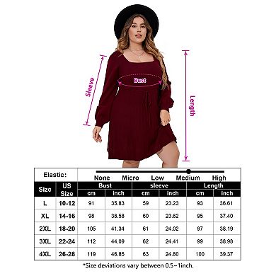 Women's Plus Size Long Sleeve Sweater Dresses V Neck Casual Dresses