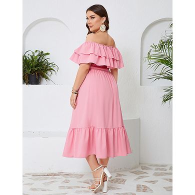 Women's Plus Size Off-Shoulder Midi Dress