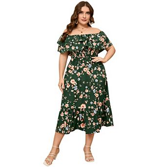 Women's Plus Size Off-Shoulder Midi Dress
