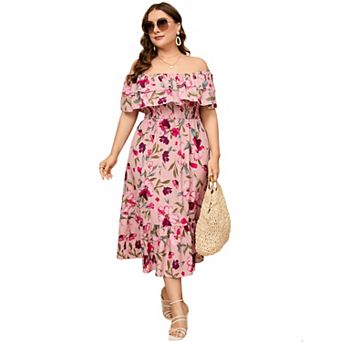 Women's Plus Size Off-Shoulder Midi Dress